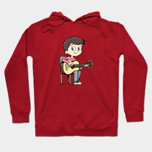 boy is practicing playing the guitar Hoodie